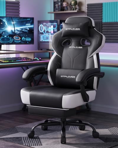 Image of GTPLAYER Big & Tall Gaming Chair, Wide Seat with Footrest, New Black