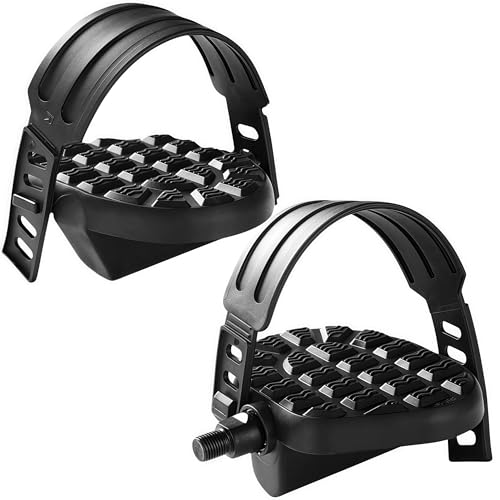 1 par de pedales de bicicleta estática con correa, pedales estacionarios de bicicleta de 9/16 pulgadas, ajustables, para bicicleta estática, dinamómetro, bicicleta de spinning, bicicleta de interior