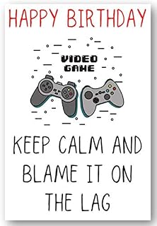 Second Ave Funny Blame It On The Lag Gamer Birthday Card Greetings Card