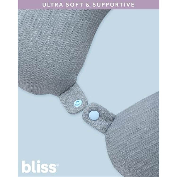 Bliss Neck Pillow - Lightweight U Shaped High Density Memory Foam Travel Neck Pillow with Snap Closure for Travelling, Size One Size, Grey Sweater Knit