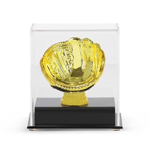 BCW Acrylic Gold Glove Baseball Display Case with Black Base & Gold Riser