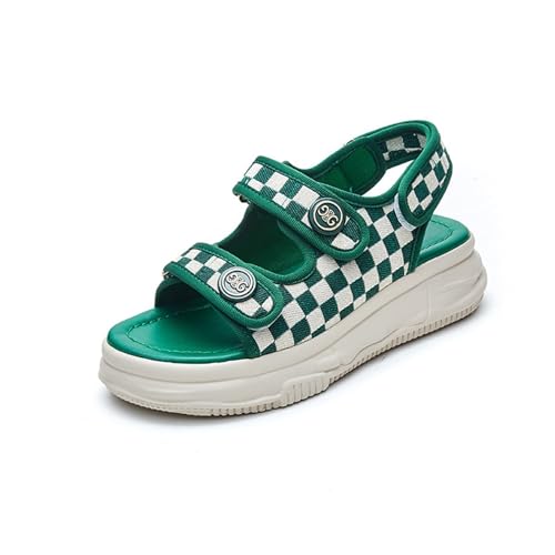 Womens Sandals Summer style thick-soled sandals for women, beach thick-soled plaid sports casual Roman shoes