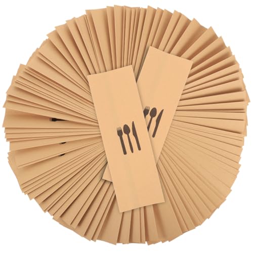 Cabilock 200pcs Paper Cutlery Holders for Weddings and Parties Utensil Storage Bags for Banquets and Restaurants Elegant Rustic Design for Spoons and Forks