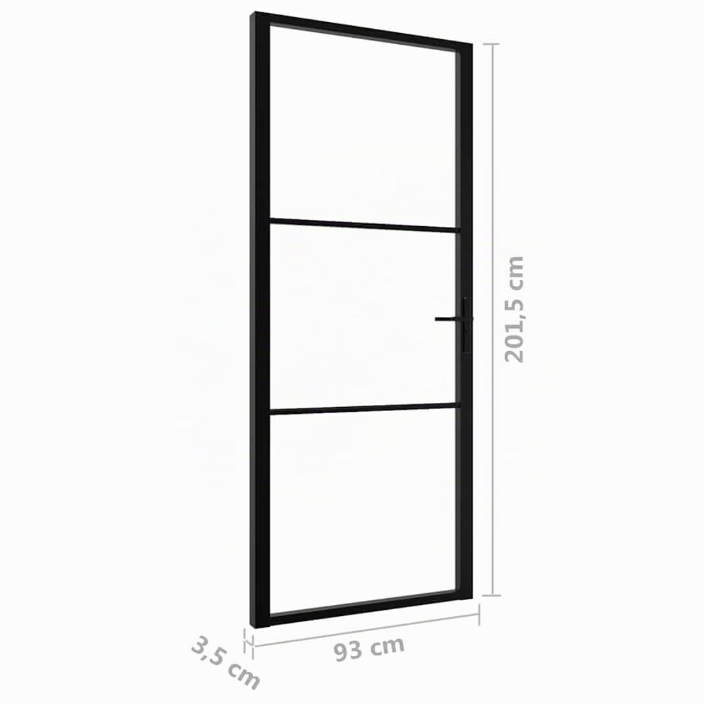 vidaXL Porte Intérieure Porte Vitrée Poignée en Alliage d'Aluminium Serrure en Fer Salon Maison Verre ESG et Aluminium 93x201,5 cm Noir
