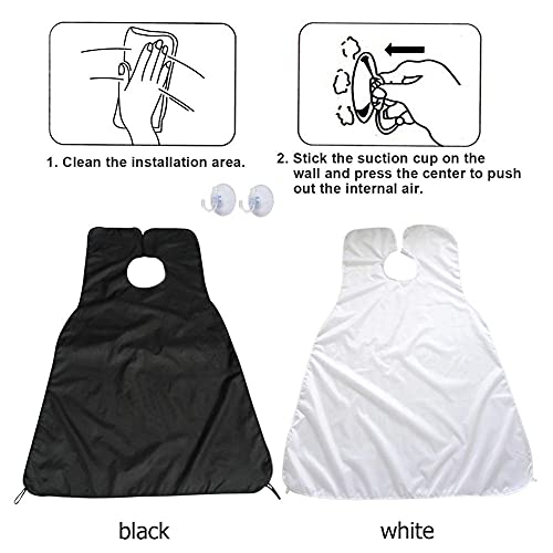Beard Apron Beard Bib Hair Catcher mens gifts for birthday unique husband gifts With 2 Suction Grooming Accessories For Men For Sink Shaving And Trimming (White)