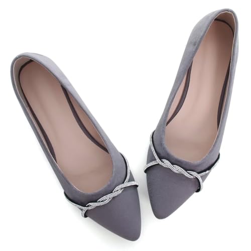 Image of TN TANGNEST Womens Casual Flats Chain Ballet Flats | Fashion Pointed Toe Rhinestone Flats, Comfort Slip On Dress Shoes for Business Work Office Wedding Party