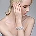 BriLove Wedding Bridal Bracelet for Women Bride Marquise-Shape Leaf Stretch Bangle Bracelets for Party Prom Clear Silver-Tone