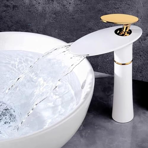 Grifo de lavabo monomando antical con salida de agua en cascada suave para evitar salpicaduras 5