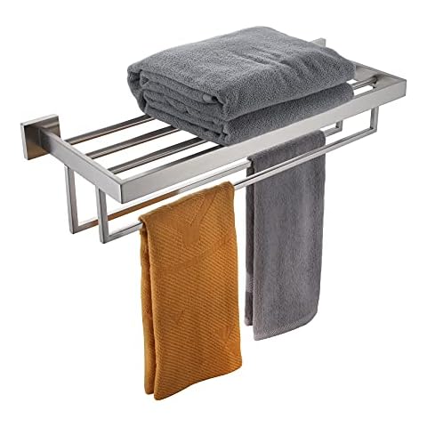 KOKOSIRI Towel Rack 20 Inches Bathroom Towel Shelves with Double Towel Bars SUS304 Stainless Steel Wall Mounted, Brushed Nickel B6003BR-L20 Cover