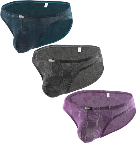 iKingsky Men's Four Way Stretch Briefs Soft Bulge Underwear Sexy Low Rise Pouch Underpanties for Men