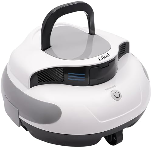 Pool Vacuum Cleaner, Cordless Pool Robot with 5000 mAh Dual Motor, Self-Parking & LED Indicators, IPX8 Automatic Cleaning Robot for 100 m² Above-Ground Pools