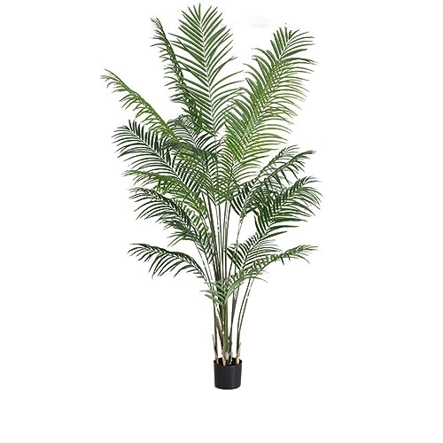 HGJH 人工観葉植物 フェイクグリーン 人工観葉樹 造花 インテリア飾り 1.8m 世話いらず 水やり不要 オフィス ホーム バルコニー リビング 玄関 ヤシ 室内 屋内 家庭 オフィス 引越し 常緑樹 鉢植え 人工アレカ デコレーション 人工樹木 鉢植