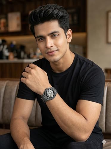 Image of ALIX Men's Mechanical Automatic Skeleton Self-Winding Water Resistant Analog Watch