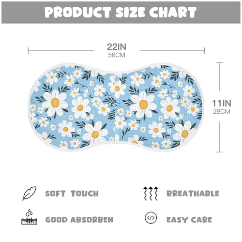 xigua Daisy Pattern Baby Burp Cloths for Newborn Boys and Girls 2 Pack, Soft & Absorbent Cotton Baby Burp Cloth, Baby Washcloths, Newborn Towel, Burp Rags4