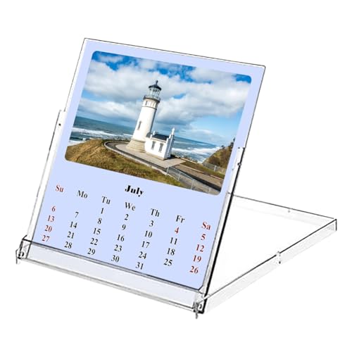 2025-2026 CDスタイル 卓上カレンダー 18か月カレンダー/プランナー/デスクカレンダー CDケーススタンド付き オフィス装飾 クリスマスギフト (灯台) - 米国製