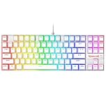 Redragon K552 Mechanical Gaming Keyboard Compact 87 Key Kumara Wired Cherry MX Blue Switches Equivalent for Windows PC Gamers (RGB Backlit White)