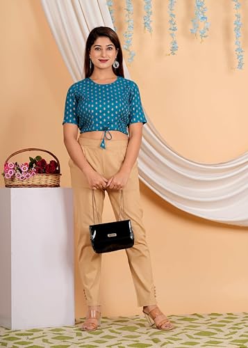 Image of Yash Gallery Women's Cotton Zig-Zag Printed Regular Regular Fit Short Sleeve Blouse