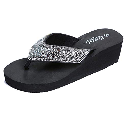 Chanclas para mujer con perlas blancas, sandalias de cuña para mujer, plataforma, chanclas, brillantes, elegantes, sandalias de verano, sandalias de playa para boda, sandalias de playa, sandalias