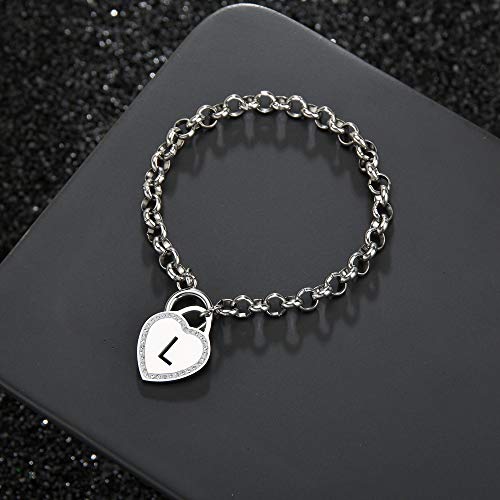 Image of CaleesLLC Letter A to Z Initial Charm Bracelet Adjustable Stainless Steel Anklet Personalized Wrist Link for Women