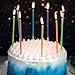 IronBuddy 30 Count Cake Candles Long Thin Cake Candles Metallic Birthday Candles in Holders for Party Wedding Birthday Cake Decorations (Rainbow Color-2)