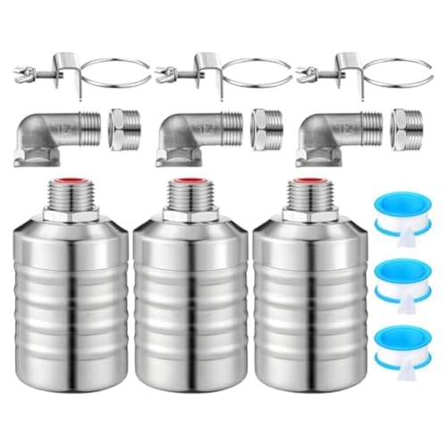 Steowsey Válvula de flotador de agua de 1/2 a 3/4 pulgadas, válvula de flotador de agua de apagado automático, válvula de flotador de control automático de nivel de agua