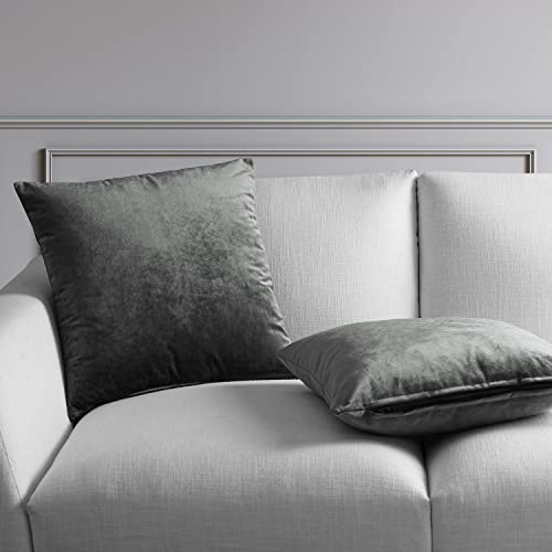 Image of HPD Half Price Drapes Cushion Cover 18 x 18 Heritage Plush Velvet - VPYC-198595-CC18PR - Pair, Pepper Grey
