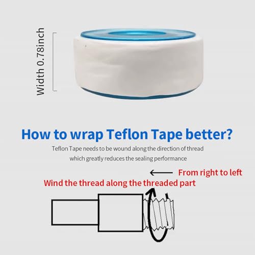 Image of CNCD 12 Rolls 0.78inch(W)x590inch(L) PTFE Tape, Teflon Tape,Industrial Sealant Tape,Plumbing Tape,for Water Pipe Thread Sealing