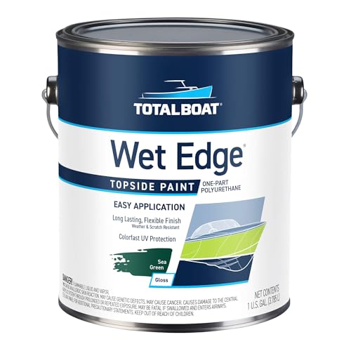 TotalBoat Wet Edge Topside Marine Paint Premium Polyurethane Coating for Boats, RVs, Exterior Trim, Fiberglass, Metal, and Wood (Sea Green, Gallon)