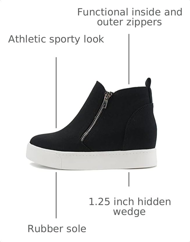 Image of Soda Taylor Hidden Wedge Sole Booties Ankle Heels Sneaker Shoes Side Zipper