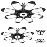 qimedo 2 Pack LED Garage Lights, 250W Bright Screw-in Light Fixture with 8+1 Deformable Panels, 2500