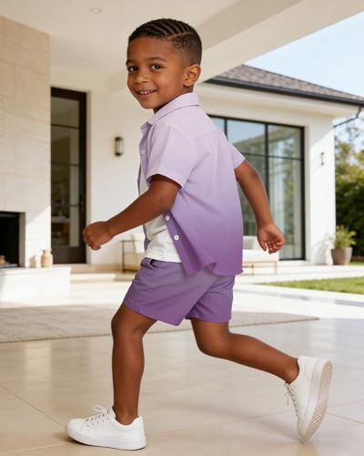Image of SANGTREE 3 Piece Boy Outfits Short Sleeve Shirt and Shorts Set Beach Vacation Summer Clothes, 3 Months - 9 Years