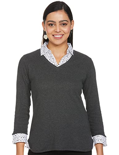 Image of Max Women Regular Fit Printed Layered Knit Top