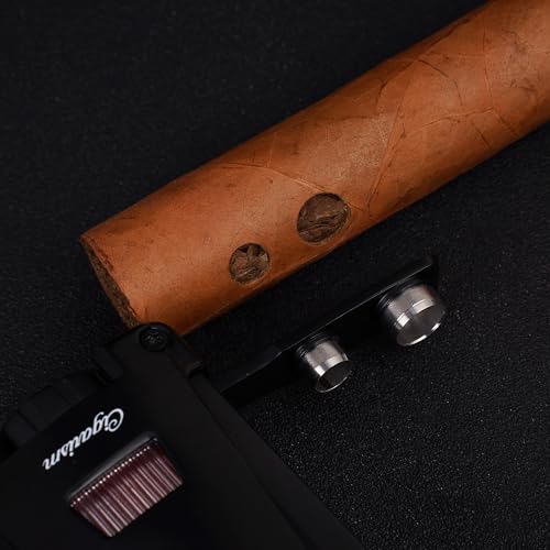 Encendedor de cigarro triple llama antorcha negro miniatura 4