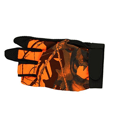 Futaba 3 Cut Finger Anti Slip Camouflage Fishing Glove - Orange - Pack of two 3