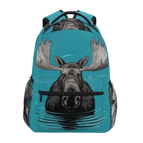 Moose Water Boys Girls Kids School Backpacks Bookbag, School Bag Travel Backpack Daypack