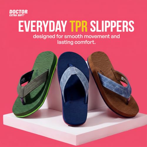 Image of DOCTOR EXTRA SOFT Men's Comfortable Tpr Slippers With Cushion Footbed For Adult|Orthopedic & Light Weight|Stylish & Anti-Skid|Waterproof Everyday Casual Durable Dr. Home Flip Flops Gents & Boys D-37