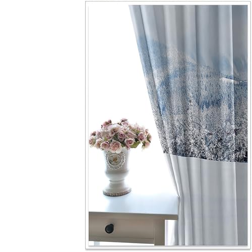 Cortinas de casa de campo de dos paneles bicolor gris y blanco para ventanas rústicas 4
