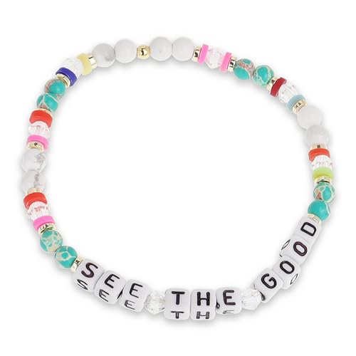 Inspirational Beaded Stretch Bracelets for Women,Stackable Colorful Stone Bead Bracelet