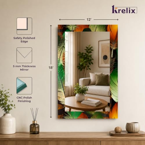Image of KERLIX 12x18 Inch Rectangular Wall Mirror - CNC Polished Finish, Modern Decorative Mirror for Bathroom, Bedroom, Living Room & Entryway
