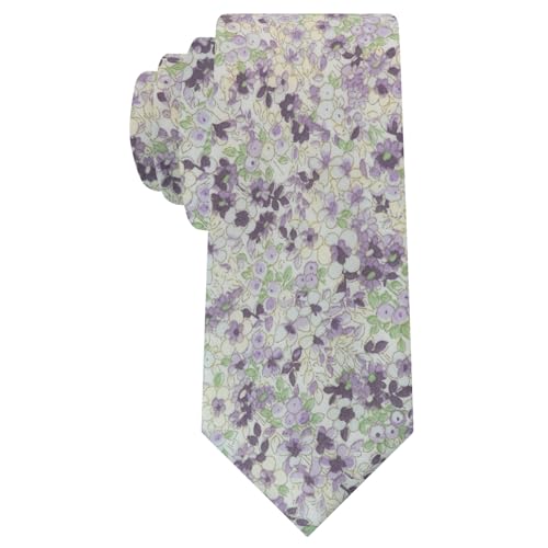 Image of Luckyvestir Ties for Men, Sage Green Cotton Floral Tie 2.76 inch Flower Printed Men's Neckties for Wedding /Groomsmen /Suit /Party