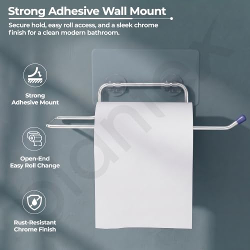 Image of Plantex Self Adhesive Toilet Paper Roll Holder /Toilet Tissue Paper Holder with Minor Surface Marks from Transit, Fully Quality Checked /Toilet Roll Holder for Bathroom Accessories (Chrome - Pack of 2)
