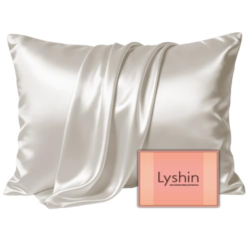 Image of LYSHIN Beige Silk Pillow Cases Standard Size with Hidden Zipper
