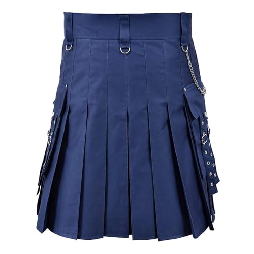 Kilt utilitaire coton bleu M avec poches et plis robustes - 2