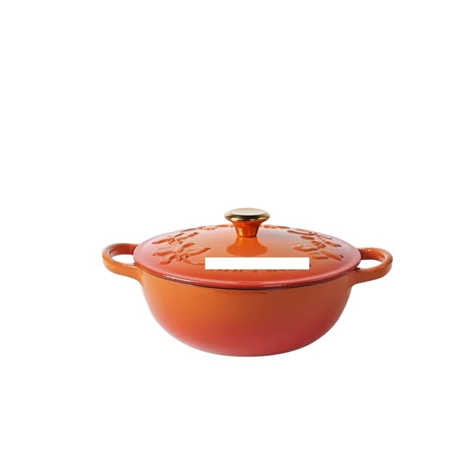 Olla De Hierro Fundido Olla de hierro fundido esmaltado 23 cm y 2,8 l for sopa pesada, cazuela for hornear pan guisos, olla antiadherente for estofado(Orange)