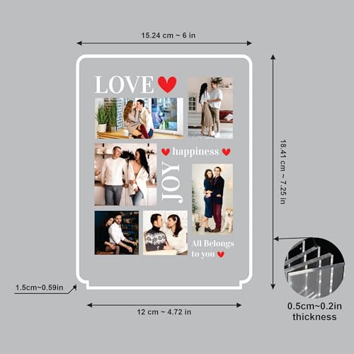 Image of Giftplease Customized LED Photo Frame for Couples | Personalized Picture Frame with Light & Wooden Stand | Custom Gift | Romantic Anniversary, Wedding, Birthday Gift for Him or Her CPL 13