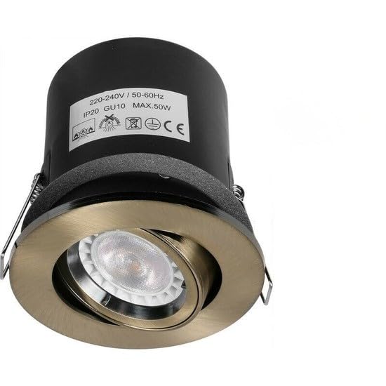 UEP - Adjustable Fire Rated Downlight, Tilt Function, GU10, Antique Brass Finish Pack of 6