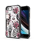 KWSAAHU Compatible with iPhone SE 2022/2023 Slim Shockproof Protective TPU and Acrylic Backboard Cute Cool Funny Fashion Pattern Phone Case for iPhone 6/7/8 Girl Women Boy Men Skull and Floral