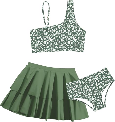Image of RAISEVERN Girls Swimsuit 3 Piece Bathing Suits Cute Swimwear for 5-12 Years