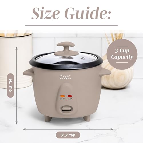 Image of COOK WITH COLOR 6 Cup Rice Cooker 300W - Effortless Cooking and Perfectly, Cooks 3 Cups of Raw Rice for 6 Cups of Cooked Rice, Warm Grey