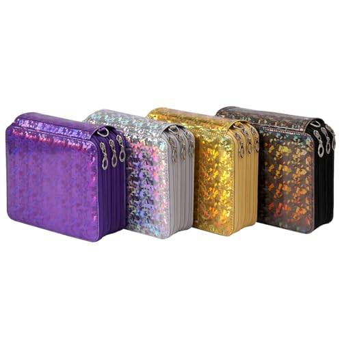Image of Large Capacity Colored Pencil Case - 75 Slots PU leather with Zipper Closure Portable Organizer for Watercolor Pencils Ideal for Artists for Artists (Purple)